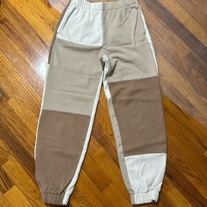 Brown and white Hollister sweatpants